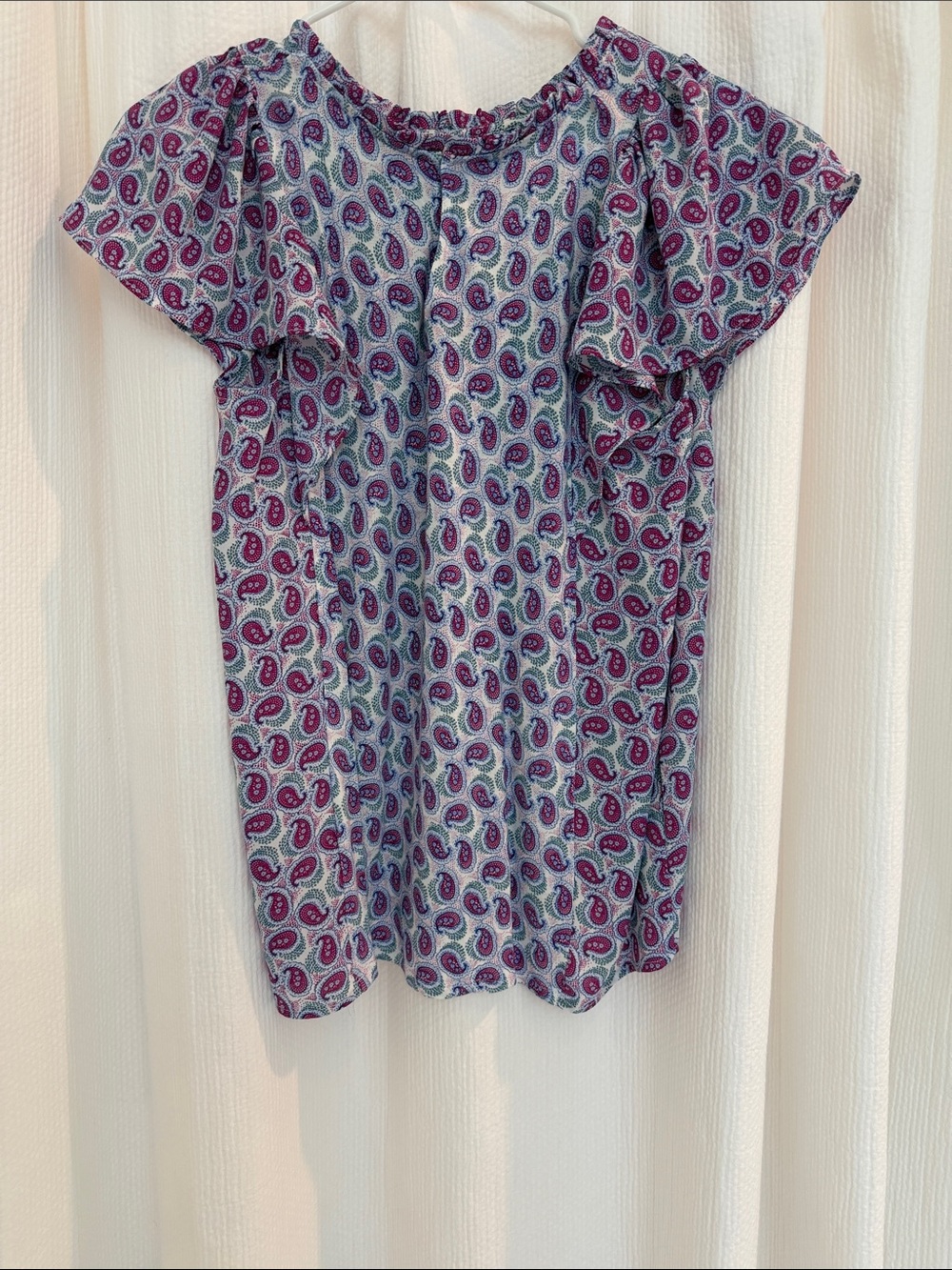 LOFT Lavender Paisley Flutter Sleeve Tunic with Magenta Accents - Picture 4 of 7